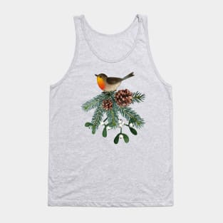 Song Bird Tree Branch Evergreen Pinecone Nature Lover's Tank Top